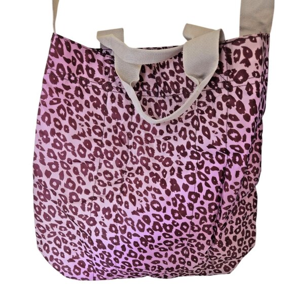Bath & Body Works Leopard Print Crossbody Tote & Cosmetics Bag Pink Brown - Picture 2 of 9